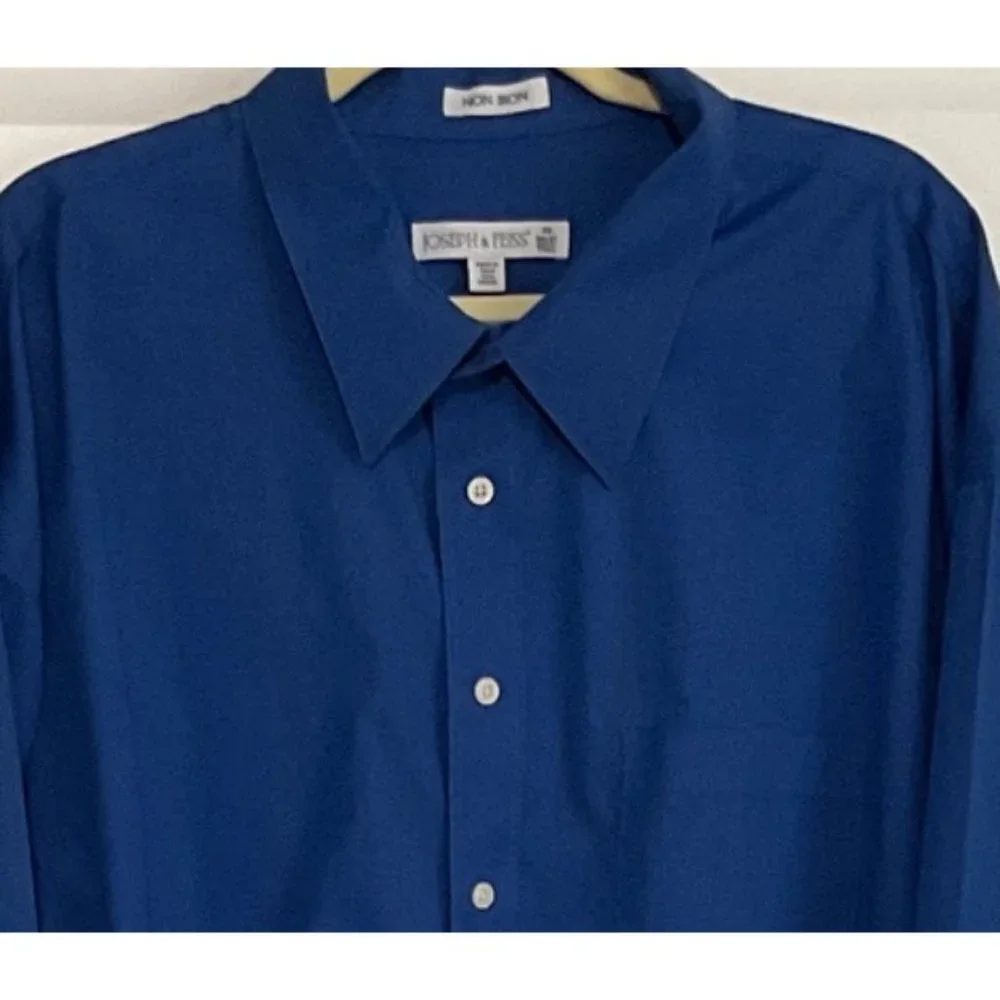Joseph & Feiss Mens Blue‎ Dress Shirt Button Front Long Sleeve Non Iron Size 20T
